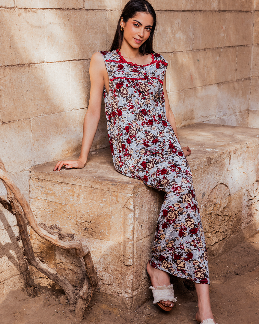 قميص حريمي كت ساسونة وردة نبيتي منت طويل