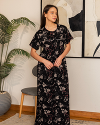 Women's half-sleeve patterned night shirt