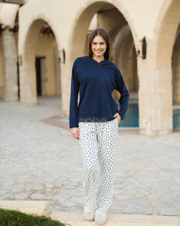 Lovely hearts Women's pajamas with sleeves and printed cotton trousers