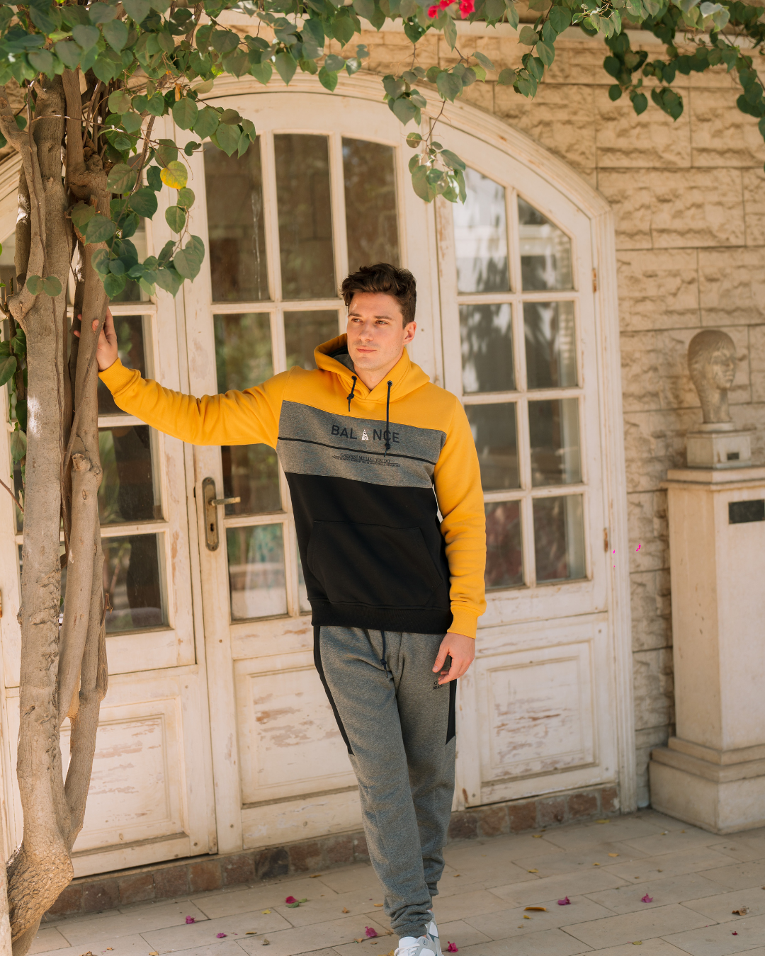 Galvani BALANCE Men's hooded pajamas with pockets and chest print