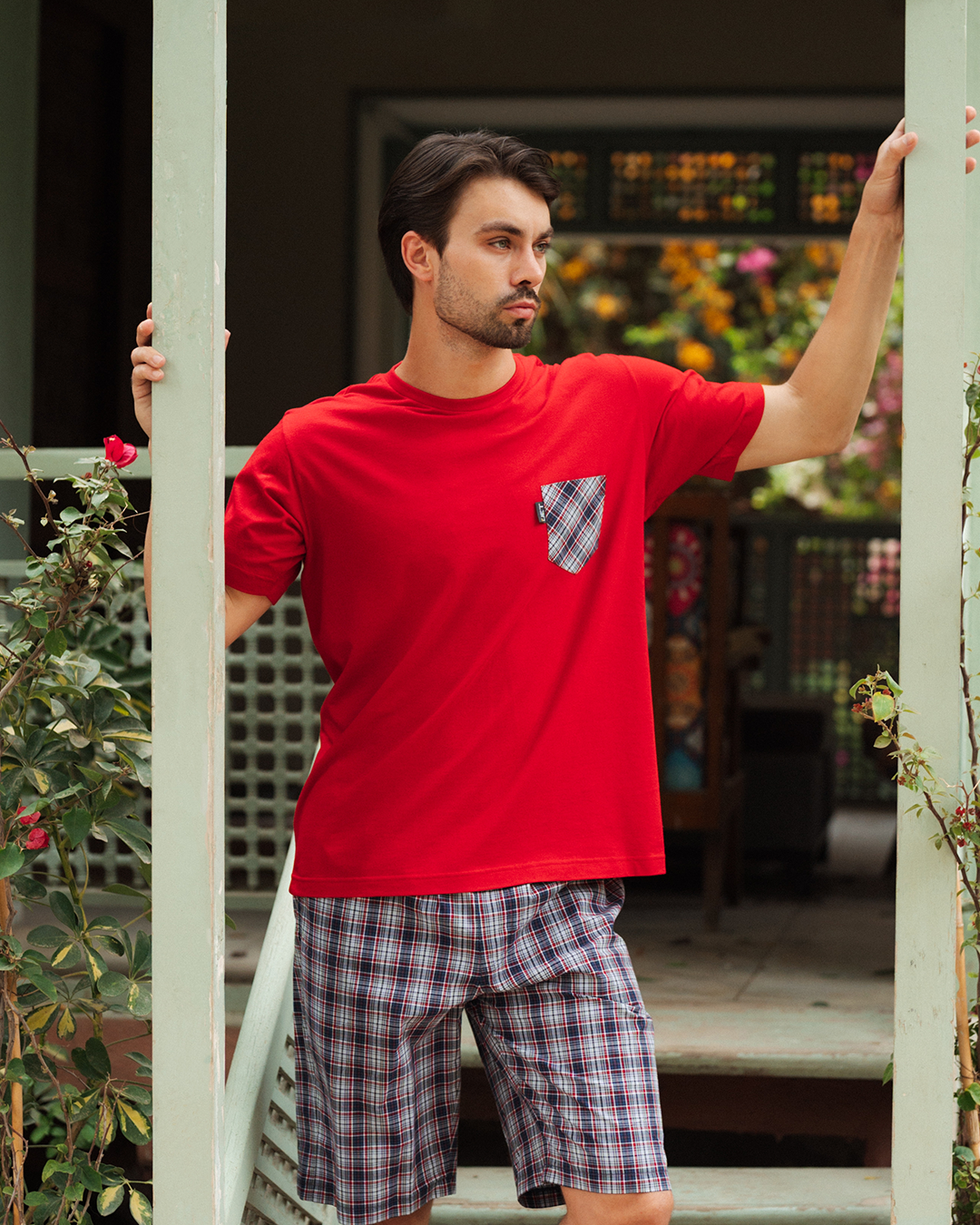 بيجامة رجالى سادة نص كم و شورت كاروه