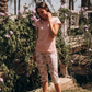 Women's half-sleeve pajamas, pink roses