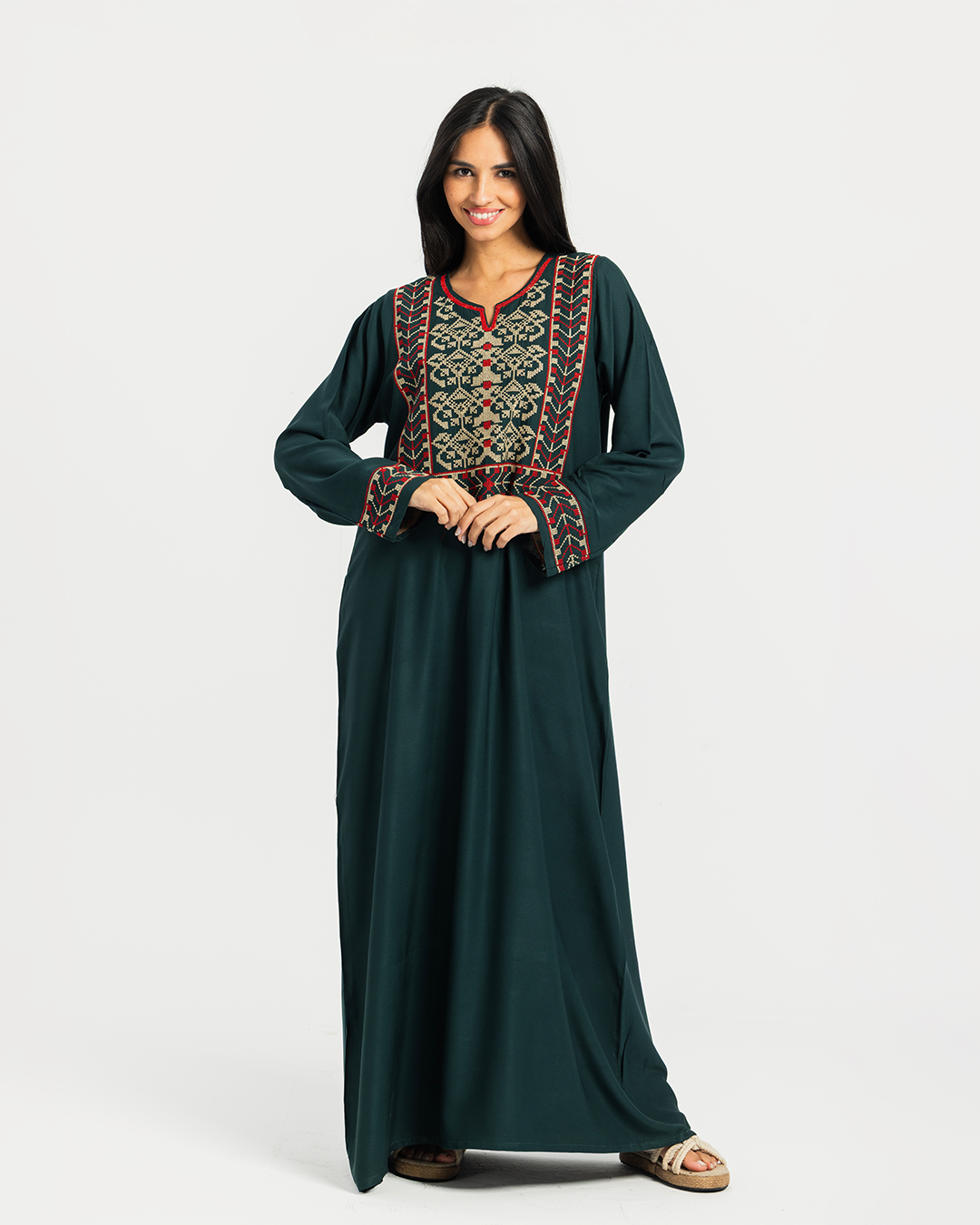 2 قميص فسكوز سادة مطرز بكم