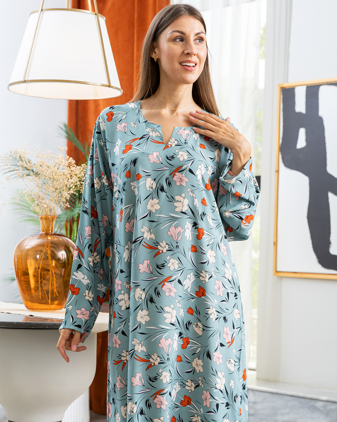 قميص فسكوز كم مشجر56