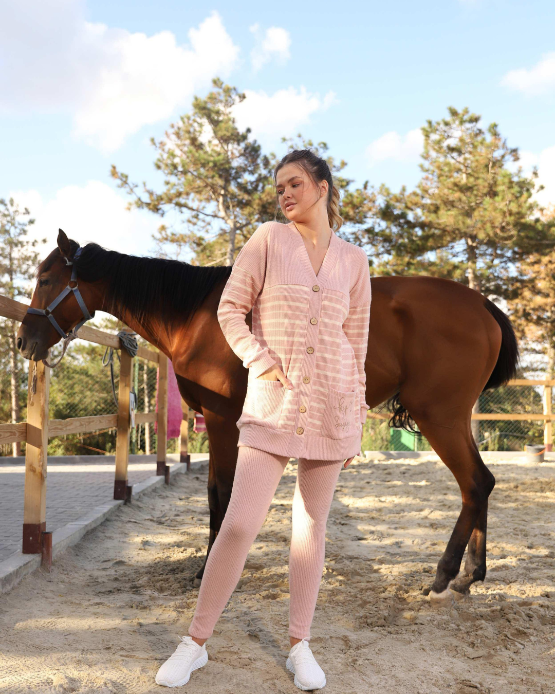 hey sunday Women's seven-striped pajamas with buttons