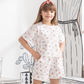 Floral Pointelle Girls' half-sleeved pajamas and shorts printed with roses