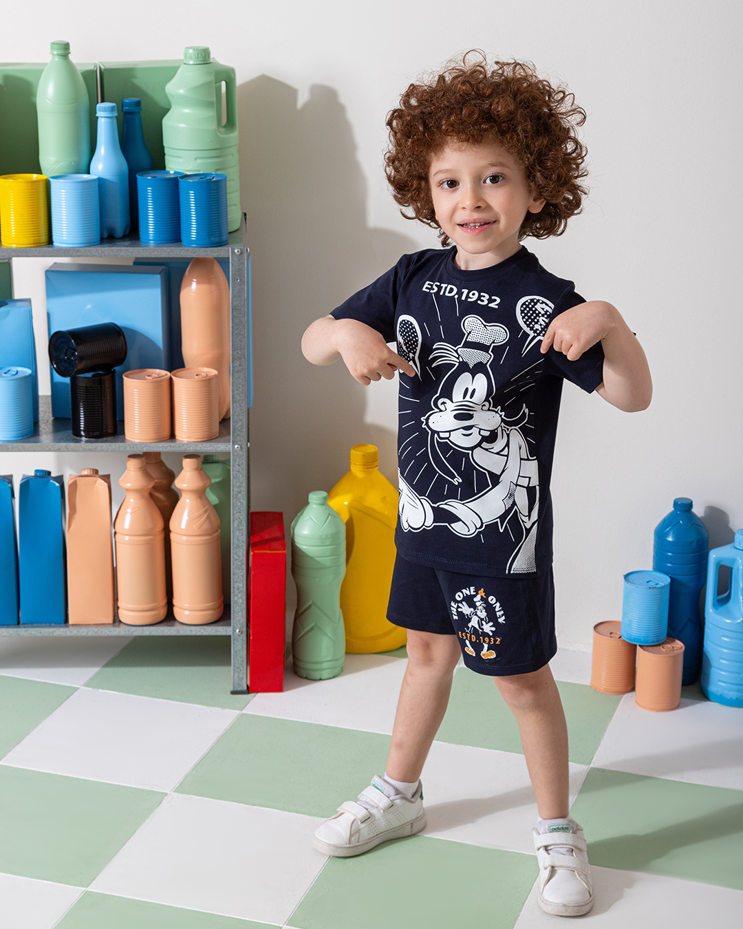 MARVY Goofy The One Only بيجامة اولادي وسط كحلي
