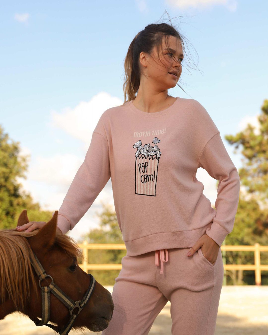 Movie time pop corn women's pajamas