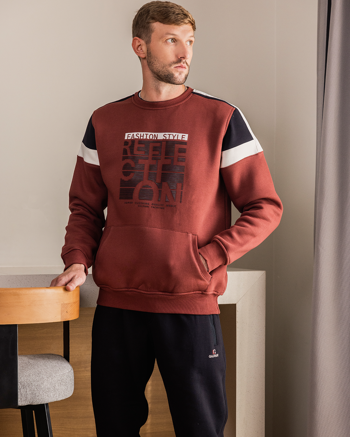 FASHION STYLE Men's pajamas, printed on the chest