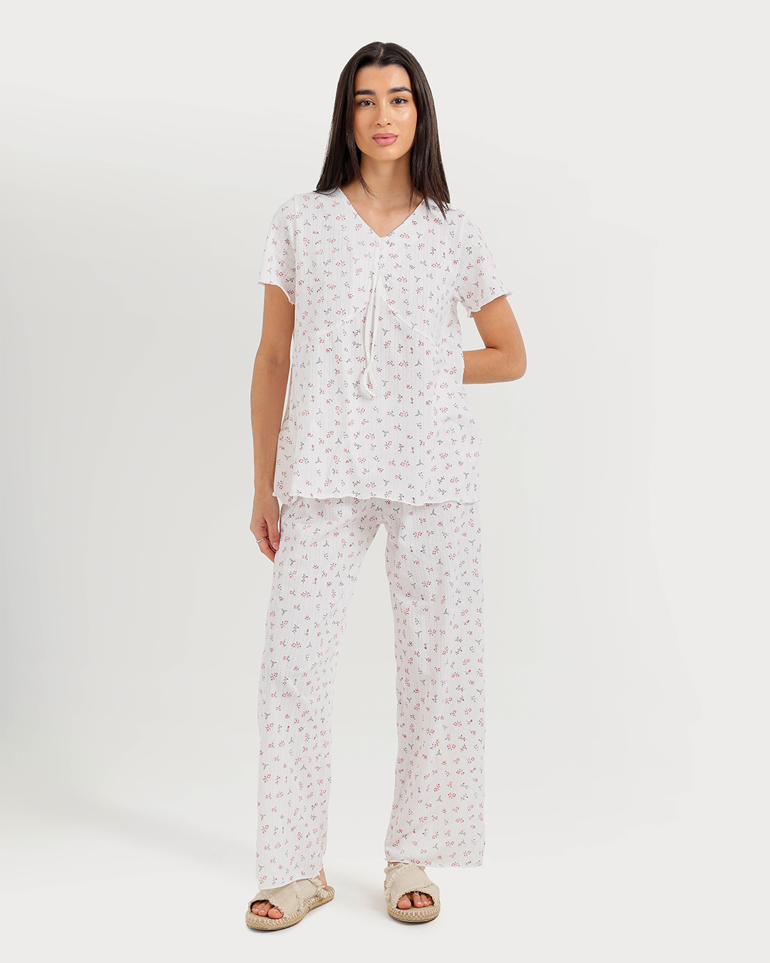 Women's half-sleeve jacquard pants pajamas
