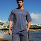 Casual men's set in washed cotton