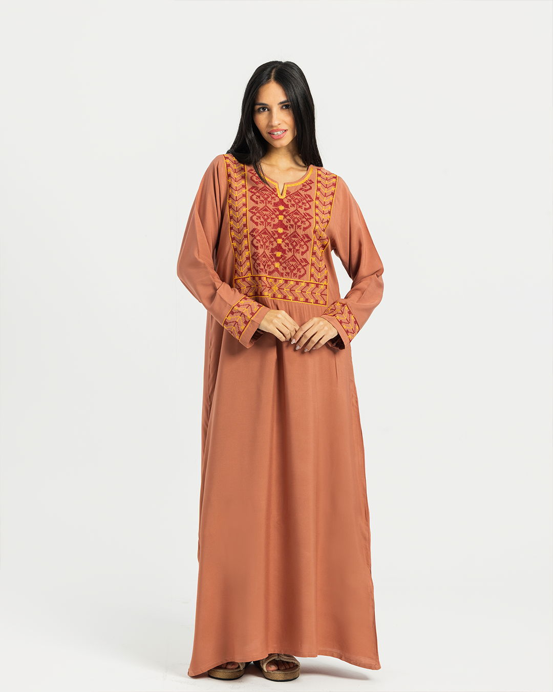 2 قميص فسكوز سادة مطرز بكم