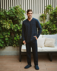 Men's classic navy printed pajamas