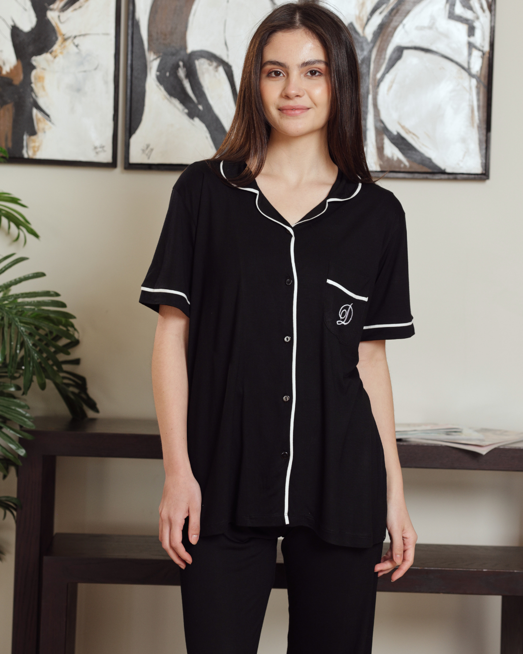 Women's classic plain half-sleeve pajamas