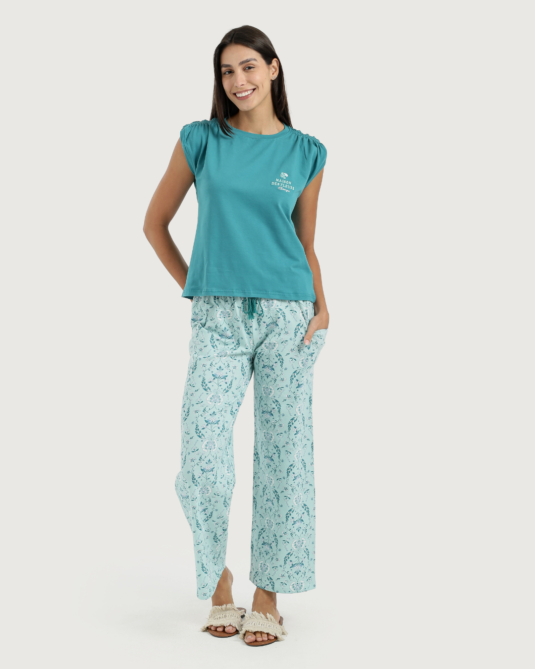 Women's Pajama Pants with Flowers