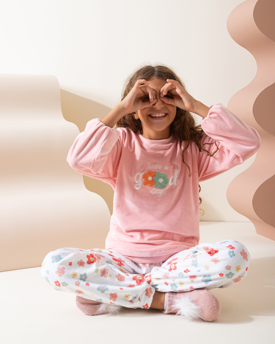 Girls' velvet T-shirt