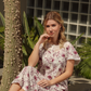 Women's half-sleeved shirt with large rose lace, Chanel