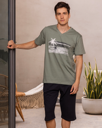 طق النخلة بنتاكور V بيجامه رجالي نص كم