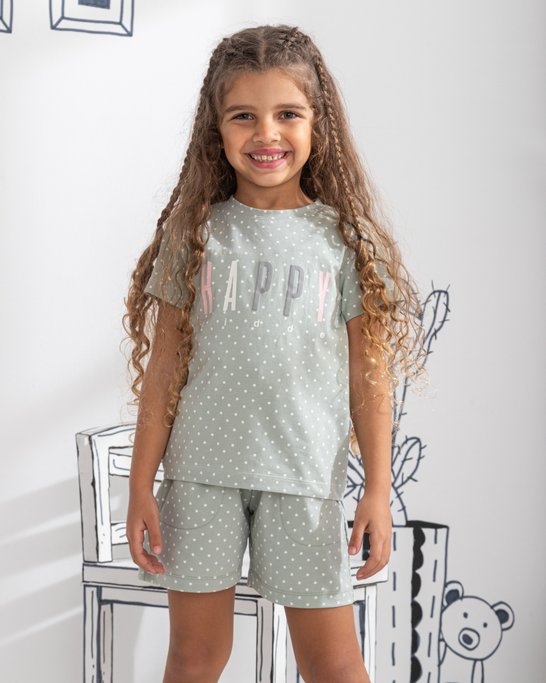 Happy Kiddo بيجاما بناتي نُص كُم