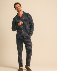 Striped Button-Front Pajamas