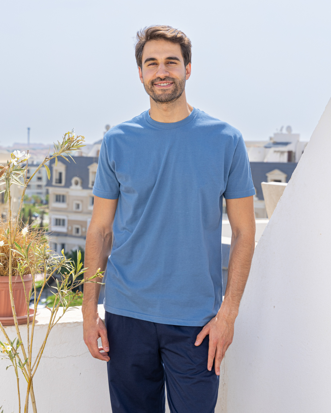 تي شيرت نص كم ساده راوند