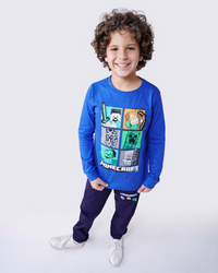 Mine craft بيجامه اولادى خريفى توب راوند براسولا 1 طبعة بنطلون