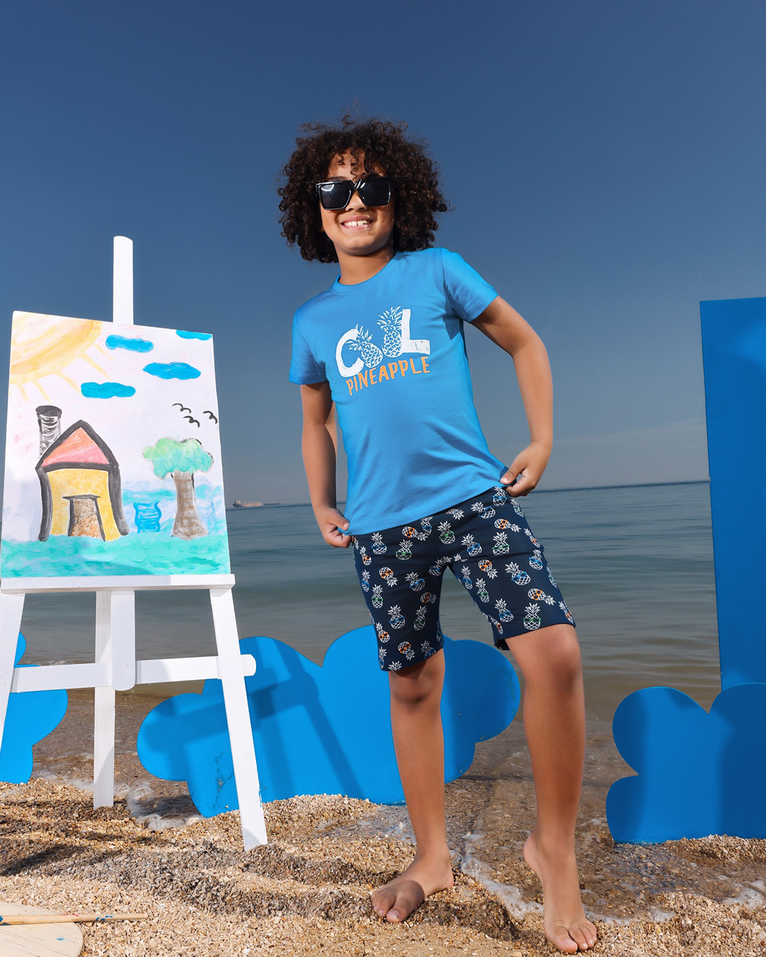 cool pineapple بيجامه اولادي اطفال نص كم وشورت