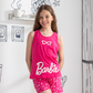 Barbie بيجامه بناتي جرسونيه تيشرت كت وشورت باربي