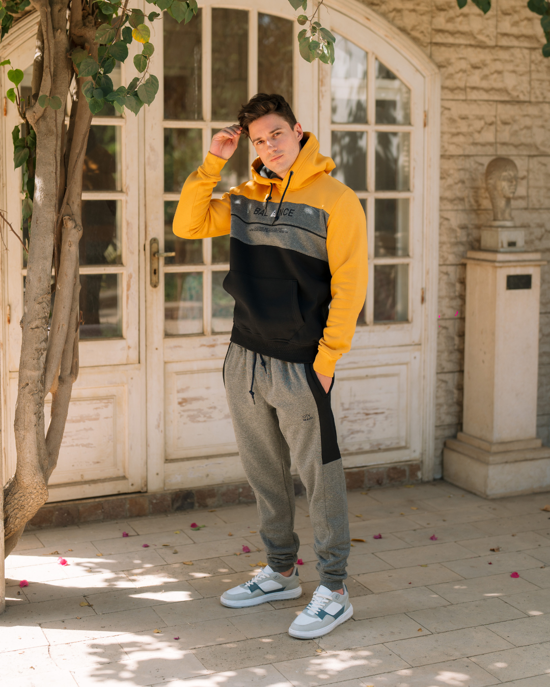 Galvani BALANCE Men's hooded pajamas with pockets and chest print