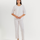 Women's 3/4 sleeve pajama with camisole, pants, and jacquard jacket