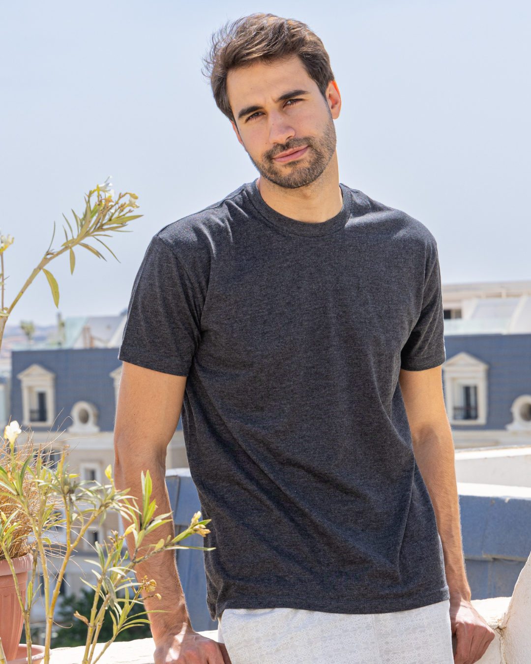 تي شيرت نص كم ساده راوند