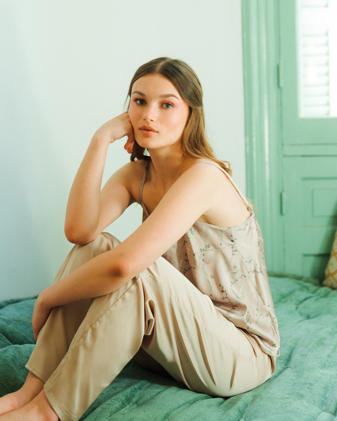 بيجاما ساتان مطبوع  بنطلون