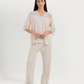 Women's Three-Quarter Sleeve Pajama with Buttons and Lace Pants
