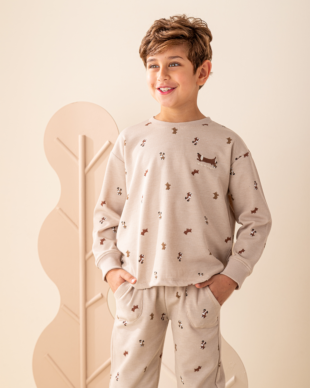 بيجاما بنطلون جاكارد و توب كًم طويل جراء صغيره