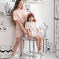 Floral Pointelle Girls' half-sleeved pajamas and shorts printed with roses