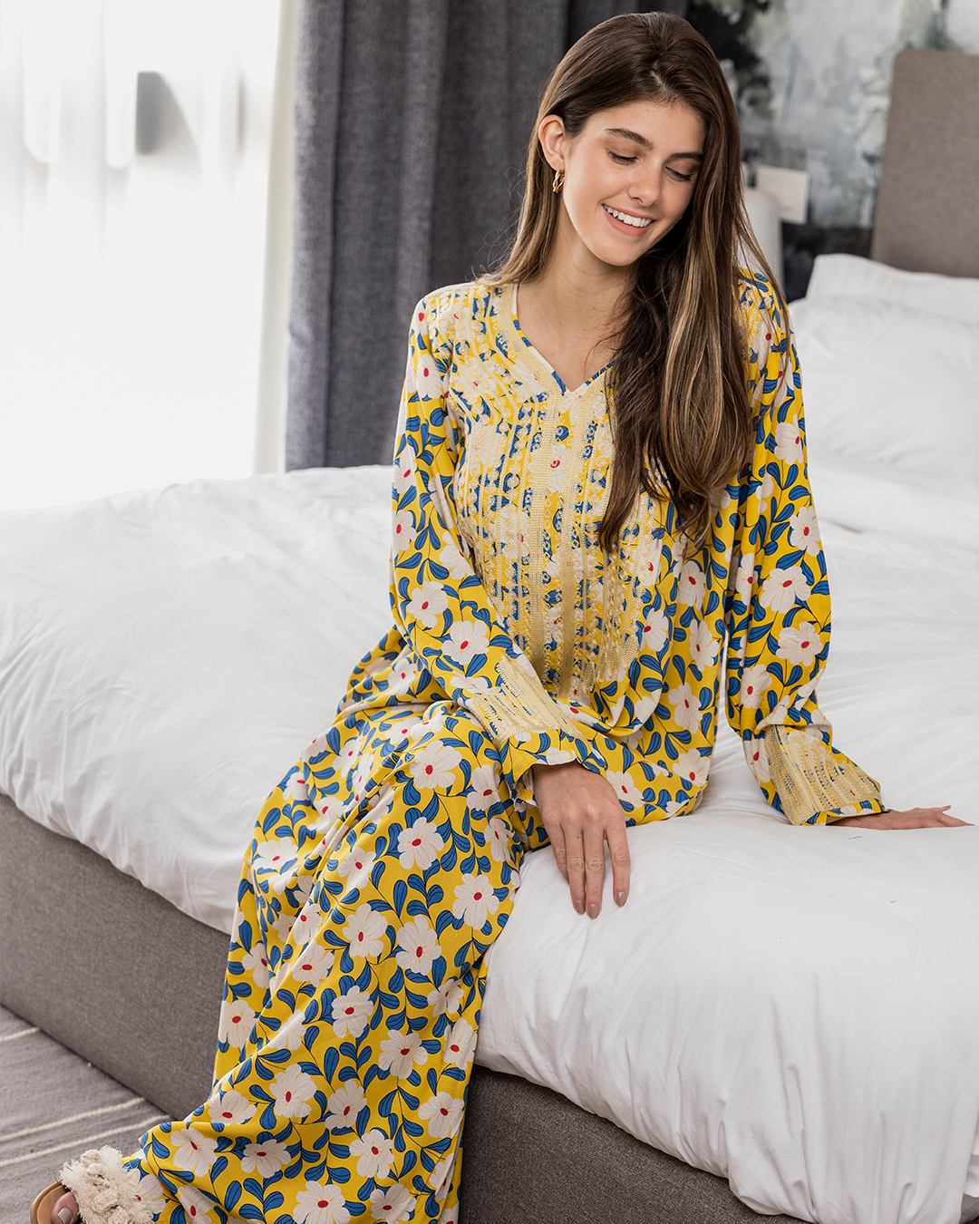 14 Viscose shirt with embroidered floral sleeves