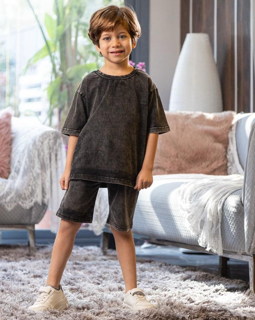 washed بيجاما اولادي تيشرت و شورت
