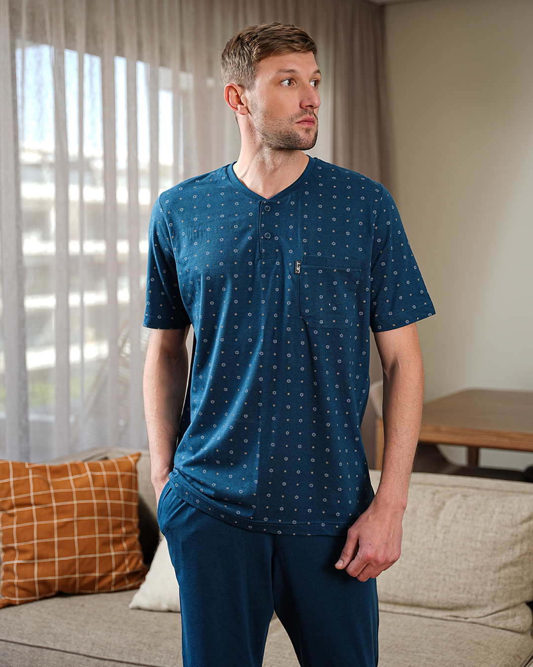 Men's pajamas, half sleeve T-shirt and floral printed trousers