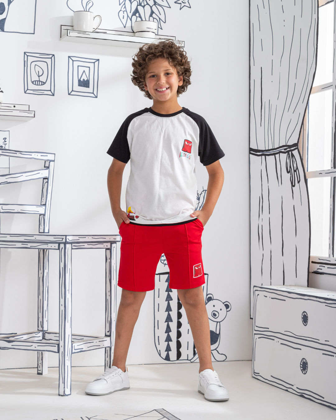 Anger inside Out بيجاما اطفالي اولادي نص كم وشورت قطن