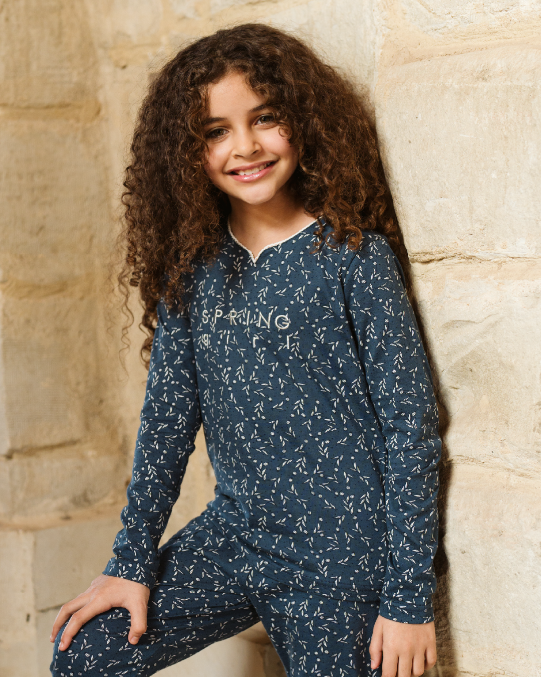 tiny roses بيجاما بناتي كُم طويل