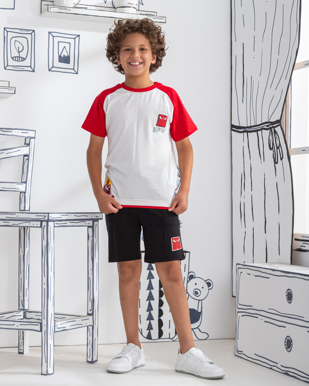 Anger inside Out بيجاما اطفالي اولادي نص كم وشورت قطن