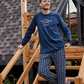 Pine tree autumn season men's long sleeve pajamas, Melton