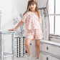 Floral Pointelle Girls' half-sleeved pajamas and shorts printed with roses