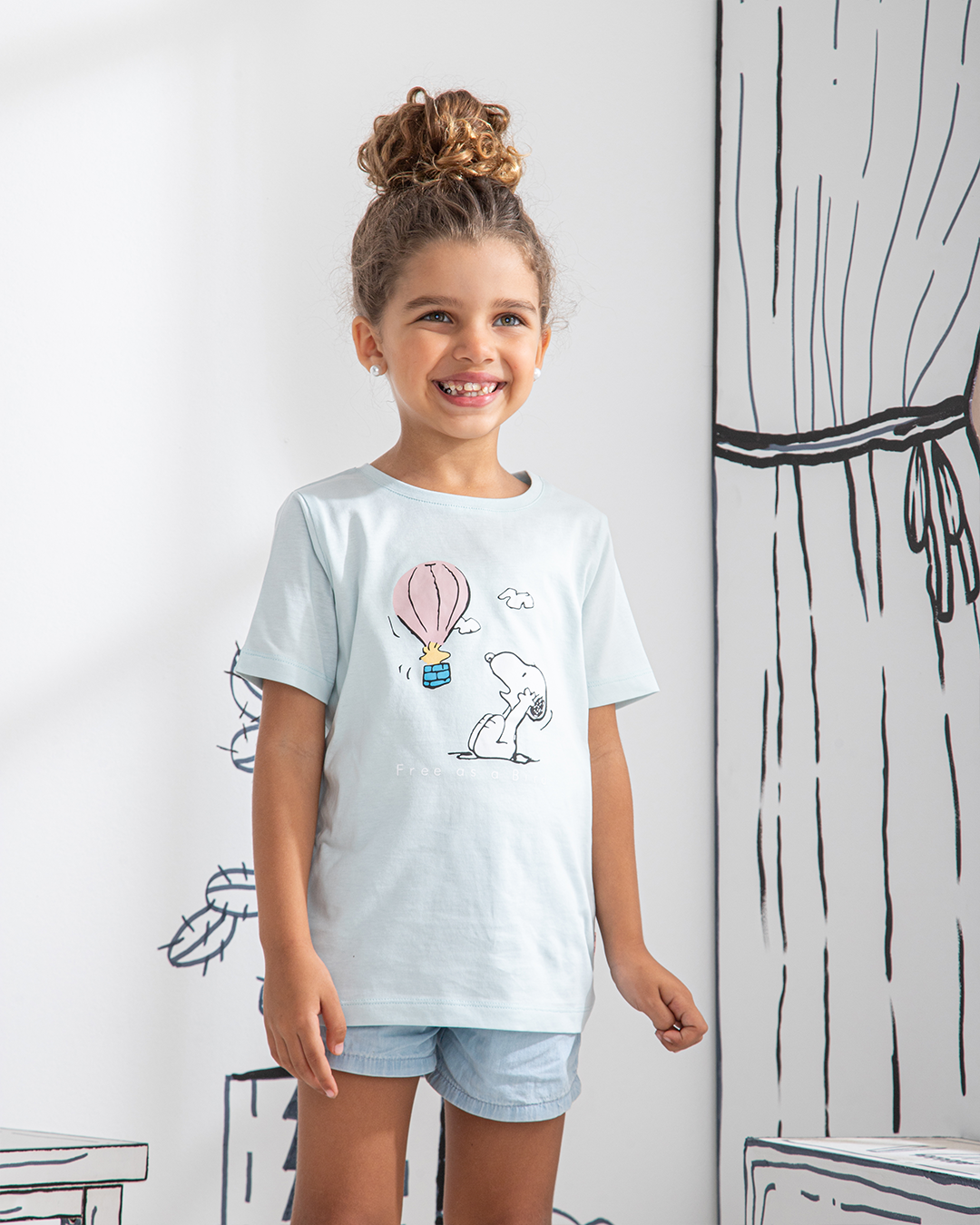 Snoopy تيشرت نص كم بناتي