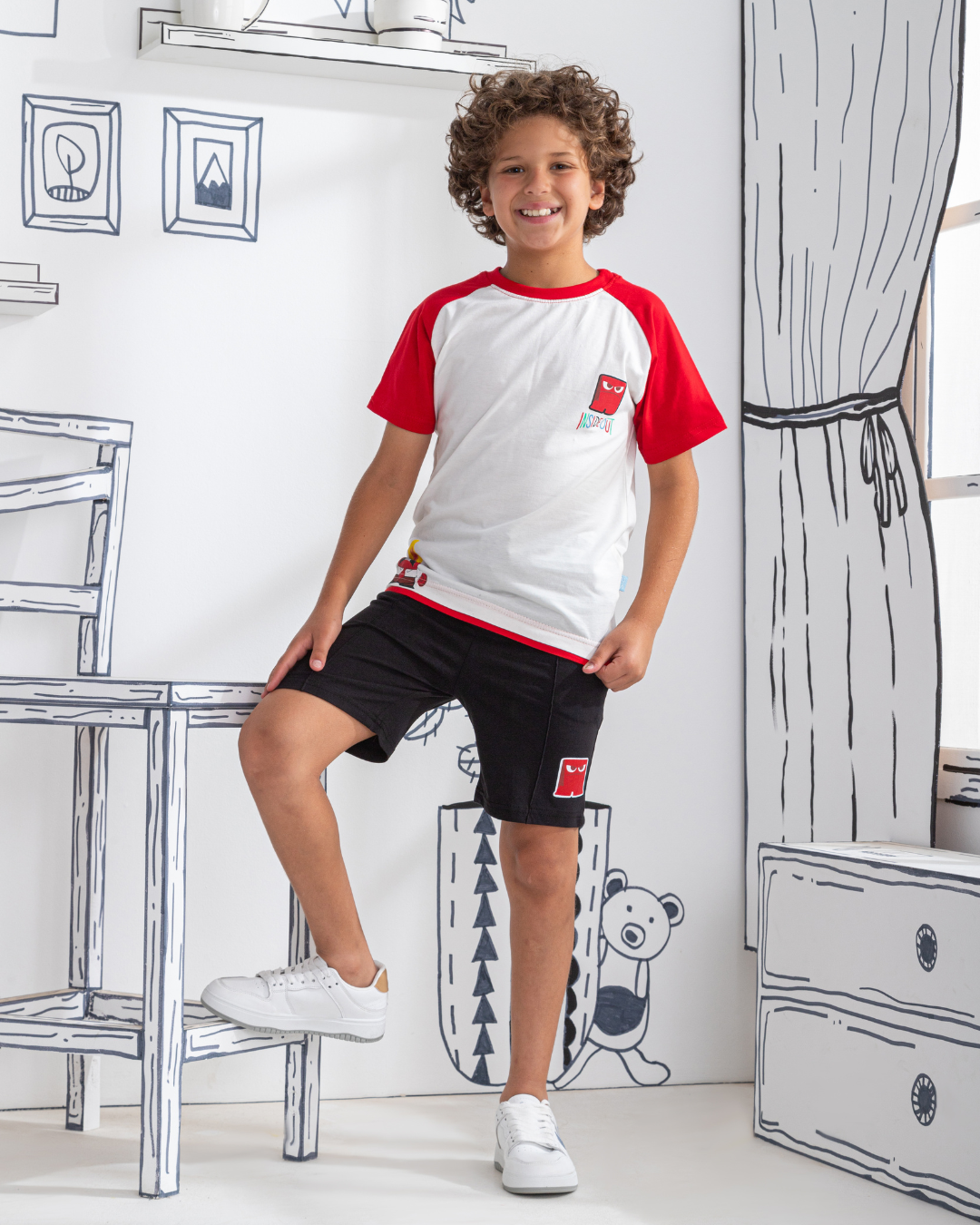 Anger inside Out بيجاما اطفالي اولادي نص كم وشورت قطن