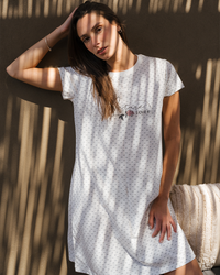 Blue flowers women's half sleeve nightgown