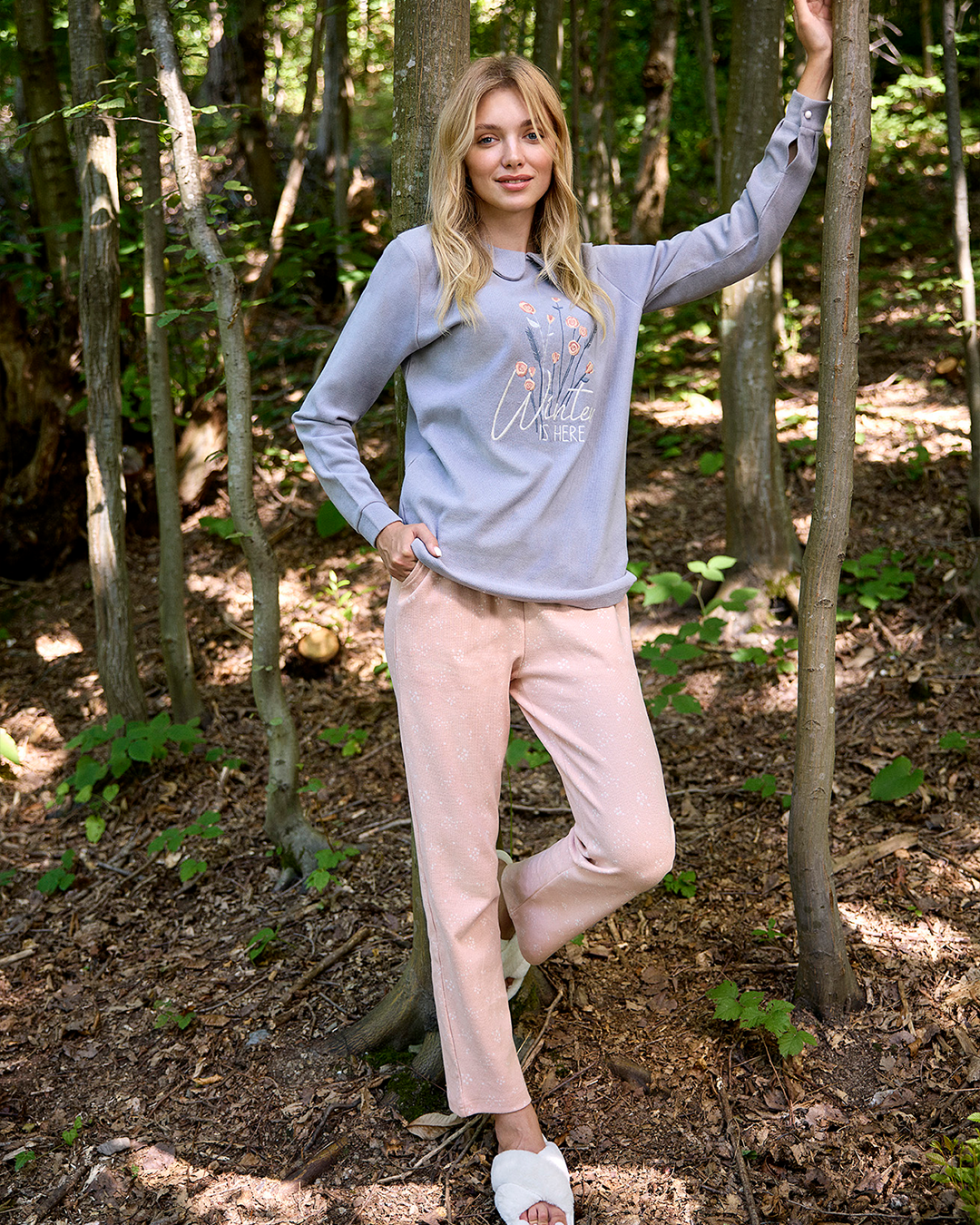 Printed cashmere pants