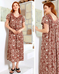 Women's sleep shirt, half-sleeved, wooded