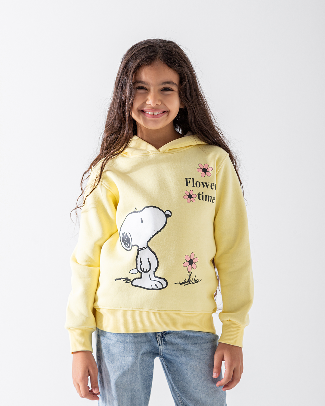 MARVY Flower Time Snoopy Yellow Sweatshirt