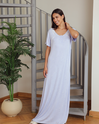 نايت شيرت طويلة نصف كم  مطبع منقط